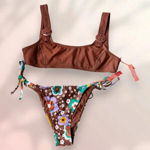 NWT OOKIOH RAVELLO TOP in Coco & SEYCHELLES BOTTOM in Lanai Floral